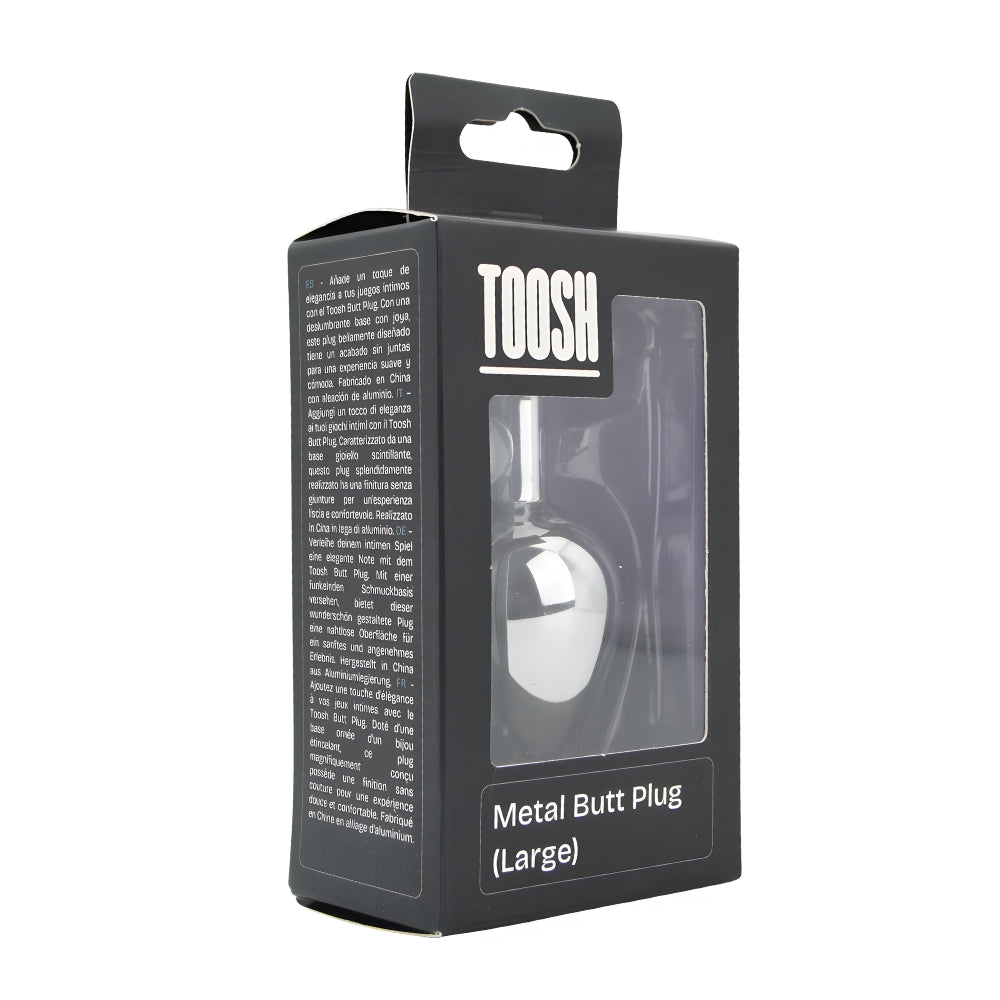 Toosh Silver Metal Butt Plug Large Clear Stone