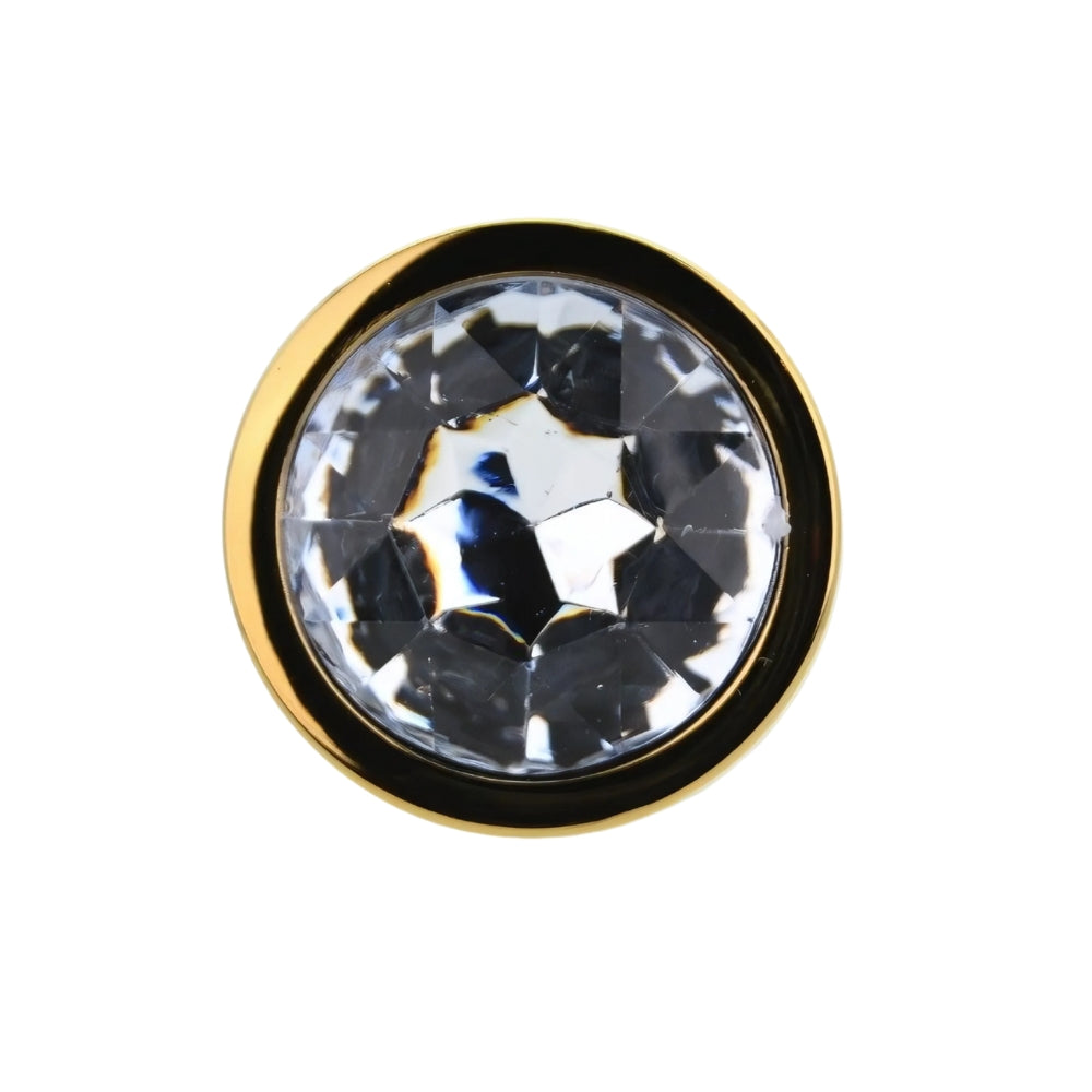 Toosh Gold Metal Butt Plug Medium Clear Stone