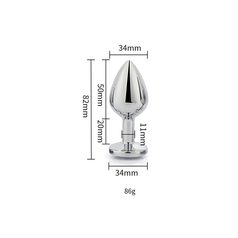 Toosh Silver Metal Butt Plug Medium Red Stone